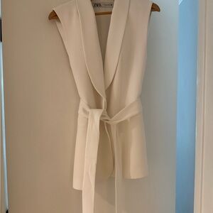 Zara Cream Sleeveless Wrap Vest